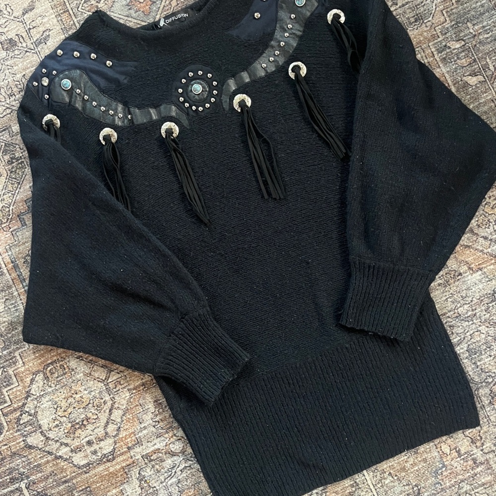 34. VINTAGE WESTERN KNIT SWEATER SZ M - Picture 6 of 7